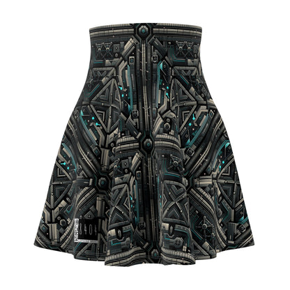 Tech Noir Futuristic Tech Aesthetic with a Dark Twist Women's Skater Skirt - 8404 Design-59