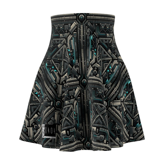 Tech Noir Futuristic Tech Aesthetic with a Dark Twist Women's Skater Skirt - 8404 Design-59