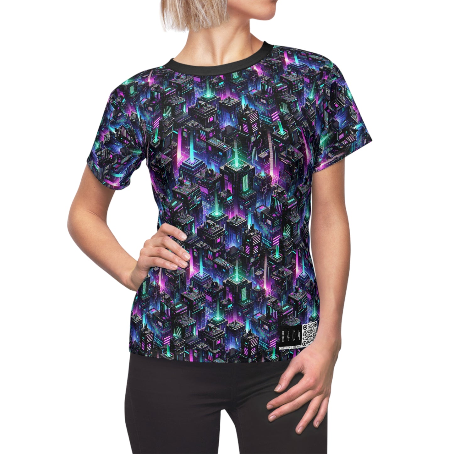 Tech Noir Graphics Futuristic Tech Aesthetics Women's Cut & Sew Tee - 8404 Design-55