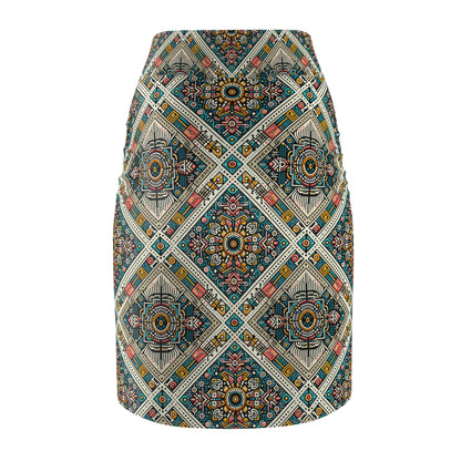 Cultural Fusion Tech Blend of Cultural Heritage With Tech-Inspired Elements Women's Pencil Skirt - 8404 Design-64