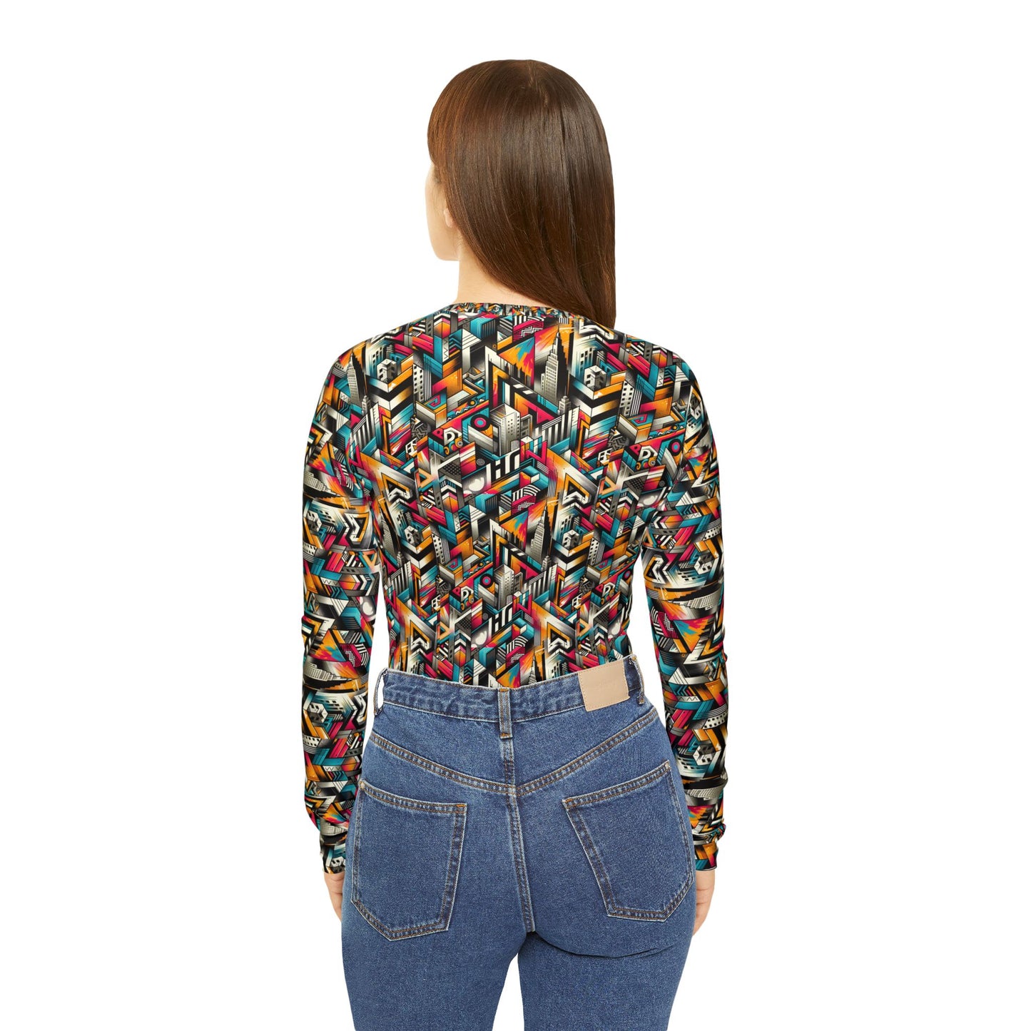 Graffiti Revival Urban Street Art Women's Long Sleeve V-Neck Shirt - 8404 Design-62
