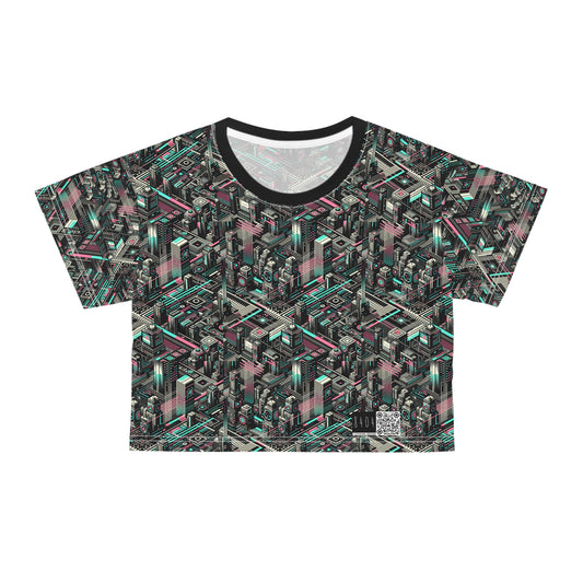 Digital Dreamland Tech-Inspired Streetwear Crop Tee - 8404 Design-51