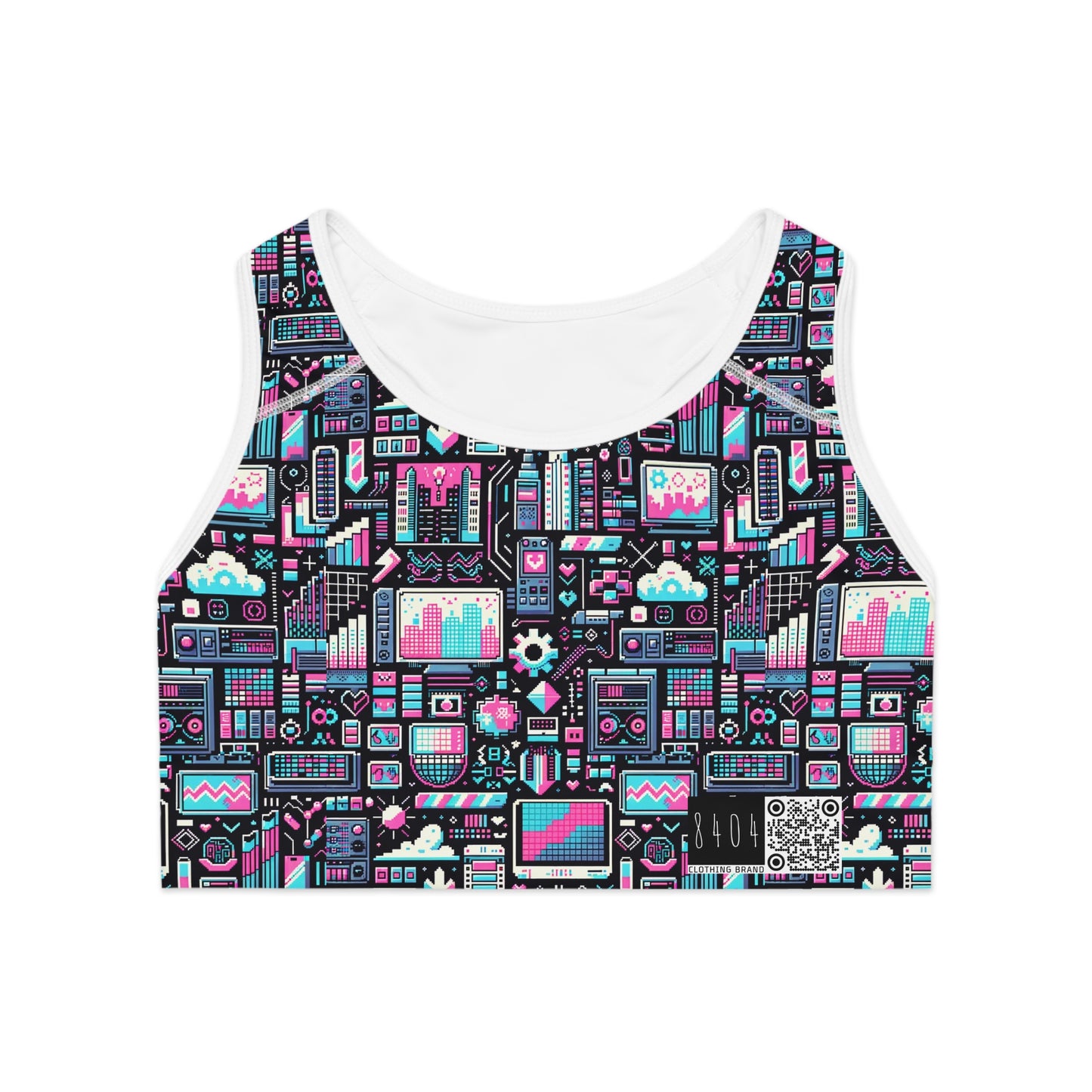 Digital Rebellion Youthful Streetwear with a Rebellious Digital Twist Sports Bra - 8404 Design-71