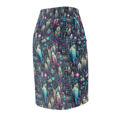 Digital Renaissance Tech-Forward Maximalism Women's Pencil Skirt - 8404 Design-56