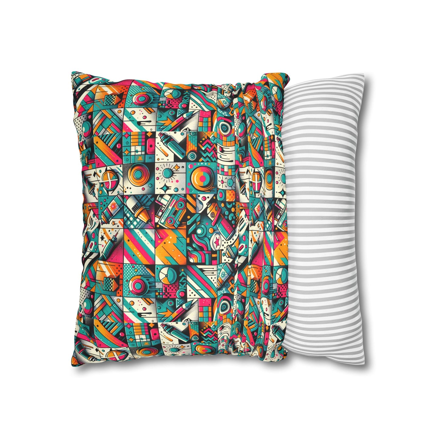 Graffiti Fusion Modern Street Art Fusion Faux Suede Square Pillowcase - 8404 Design-58