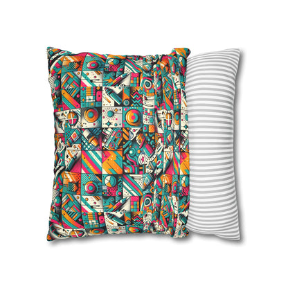 Graffiti Fusion Modern Street Art Fusion Faux Suede Square Pillowcase - 8404 Design-58