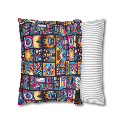 Digital Pop Culture Mashup Maximalist Pop Faux Suede Square Pillowcase - 8404 Design-52