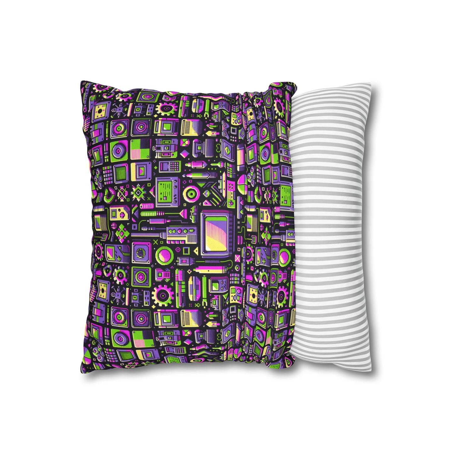 Digital Nostalgia Remix Modern Vintage Fusion Spun Polyester Square Pillowcase - 8404 Design-67