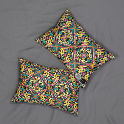 Neon Pop Art Revival Pop Culture Retro Spun Polyester Lumbar Pillow - 8404 Design-59 B