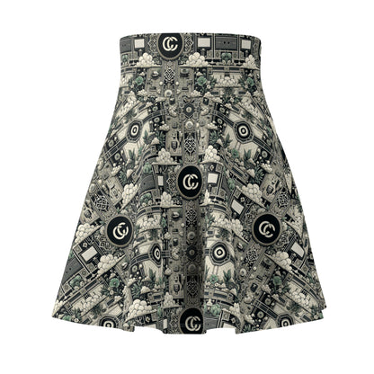 Cyber Garden Party Tech Garden Extravaganza Women's Skater Skirt - 8404 Design-54