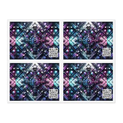 Galactic Hues Tech-Forward Cosmic Fusion Sticker Sheets - 8404 Design-54