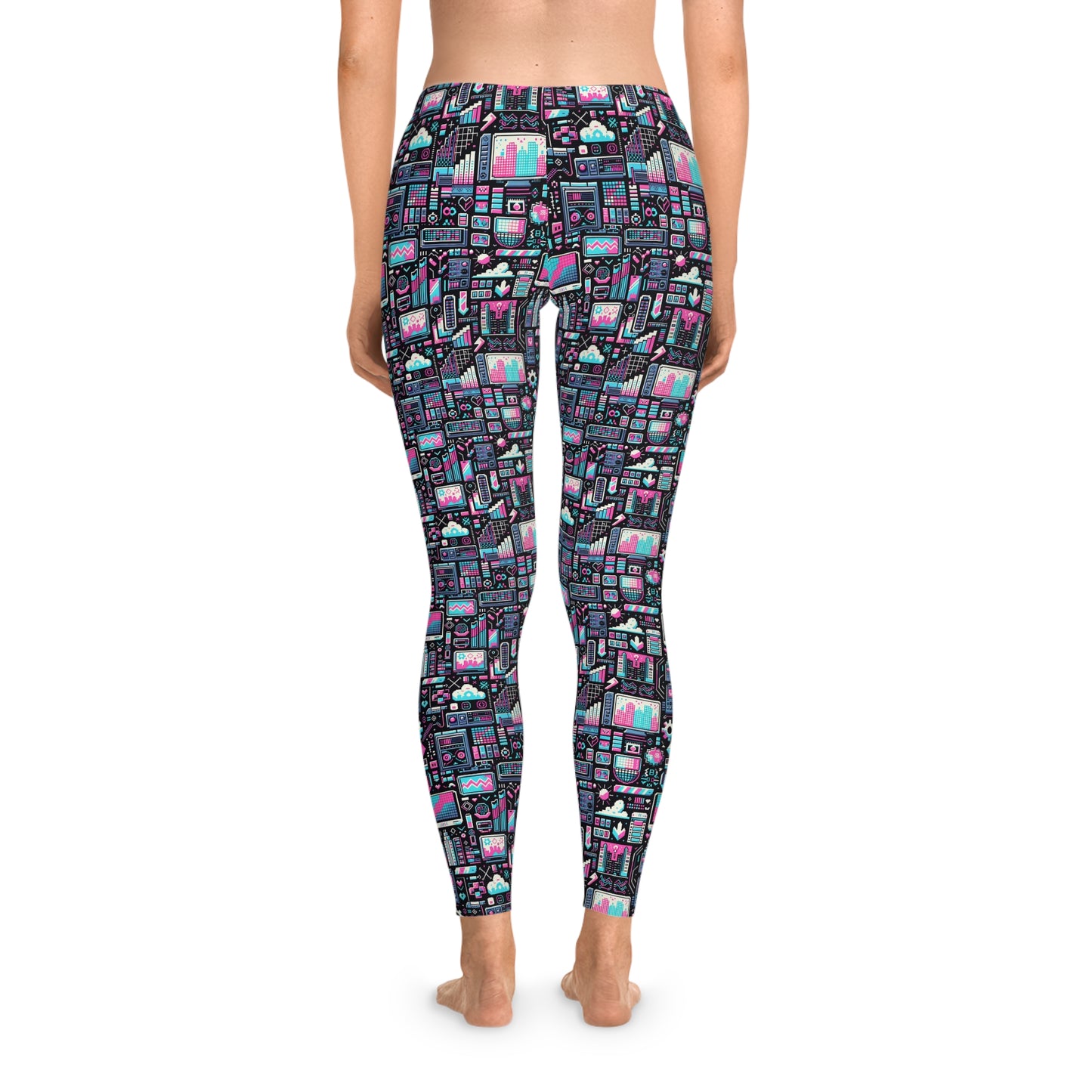 Digital Rebellion Youthful Streetwear with a Rebellious Digital Twist Stretch Leggings - 8404 Design-71