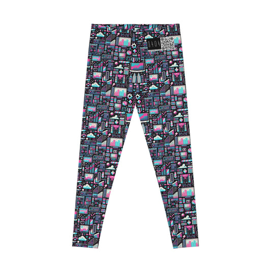 Digital Rebellion Youthful Streetwear with a Rebellious Digital Twist Stretch Leggings - 8404 Design-71