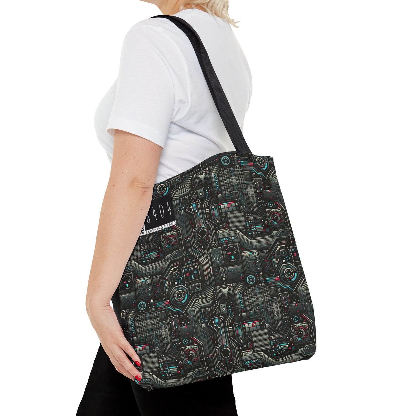 Tech Noir Aesthetics Sleek Tech Streetwear Tote Bag - 8404 Design-52