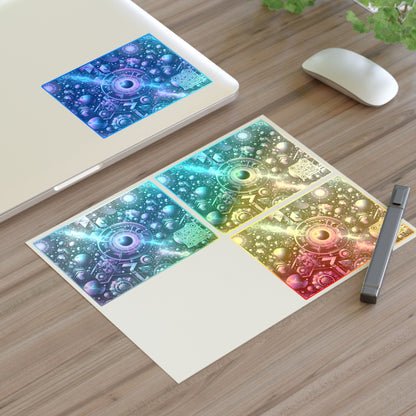 Galactic Hues Tech-Forward Cosmic Fusion Sticker Sheets - 8404 Design-56