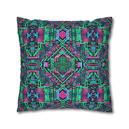 Digital Glitch Vibes Tech-Inspired Streetwear Spun Polyester Square Pillowcase - 8404 Design-71