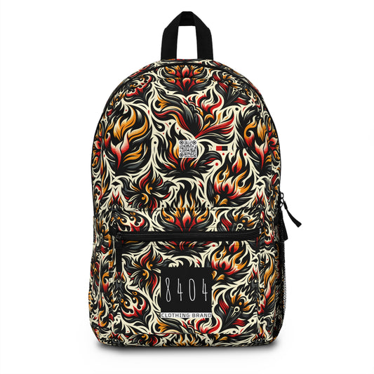 Fire & Flames Bold Streetwear Statement Backpack - 8404 Design-57