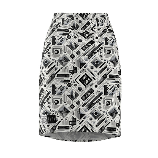 Tech Minimalism Minimalist Tech Women's Pencil Skirt - 8404 Design-72