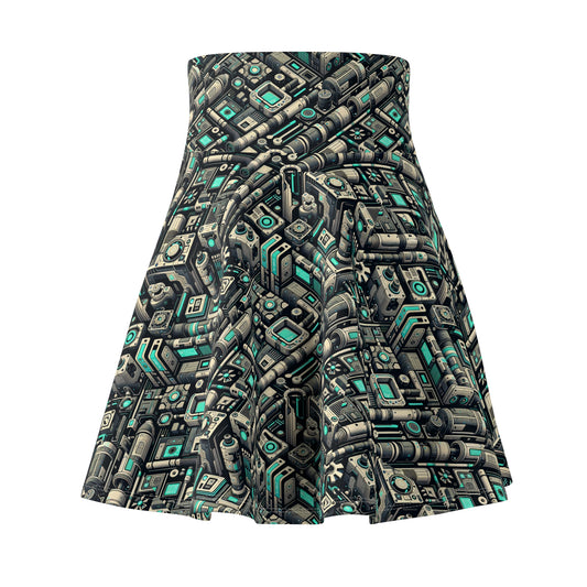 Tech Utility Fusion Modern Tech Streetwear Women's Skater Skirt - 8404 Design-49