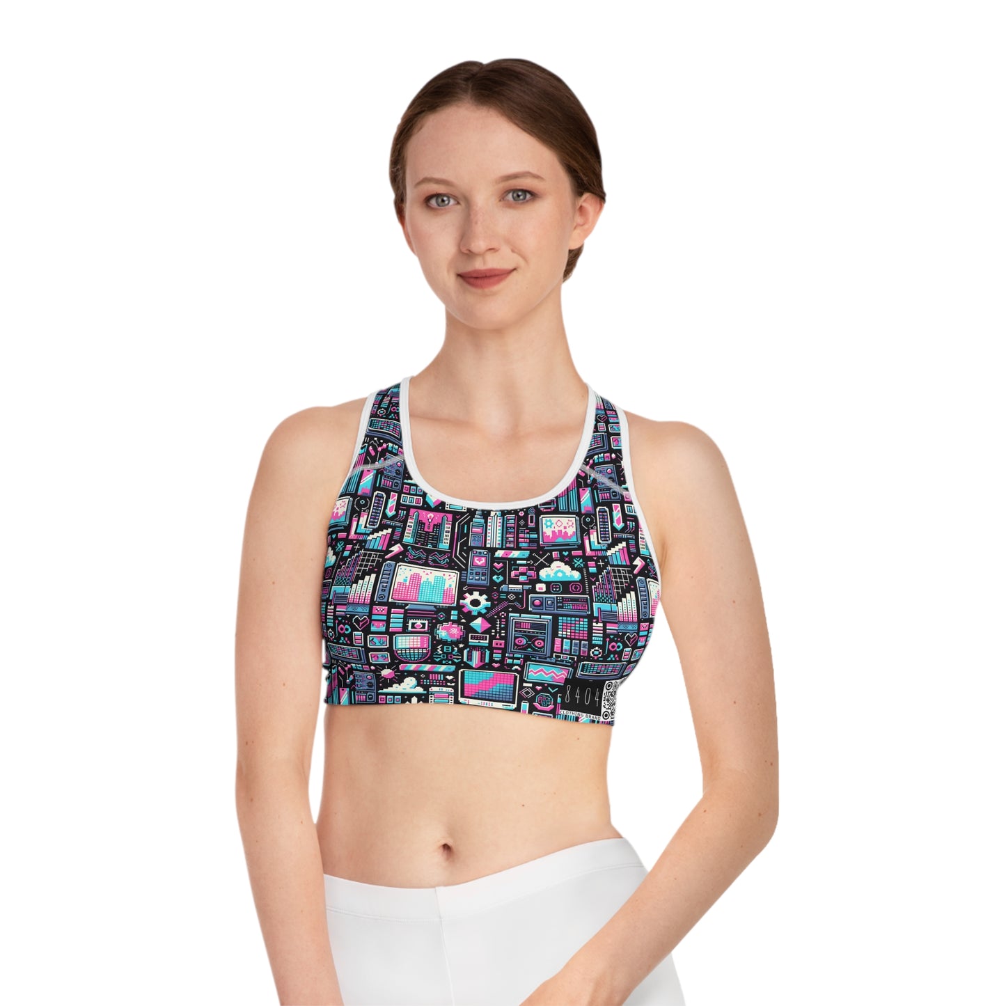 Digital Rebellion Youthful Streetwear with a Rebellious Digital Twist Sports Bra - 8404 Design-71