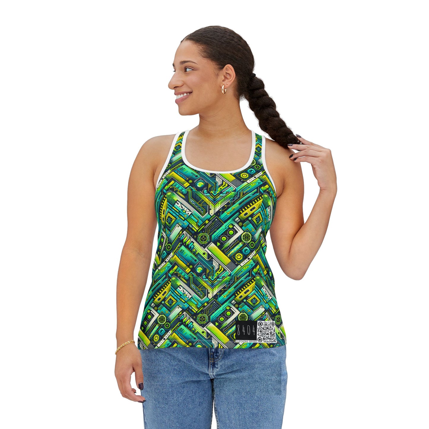 Tech-Infused Neon Tech-Forward Streetwear Women's Tank Top - 8404 Design-52