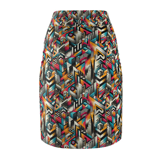 Graffiti Revival Urban Street Art Women's Pencil Skirt - 8404 Design-62