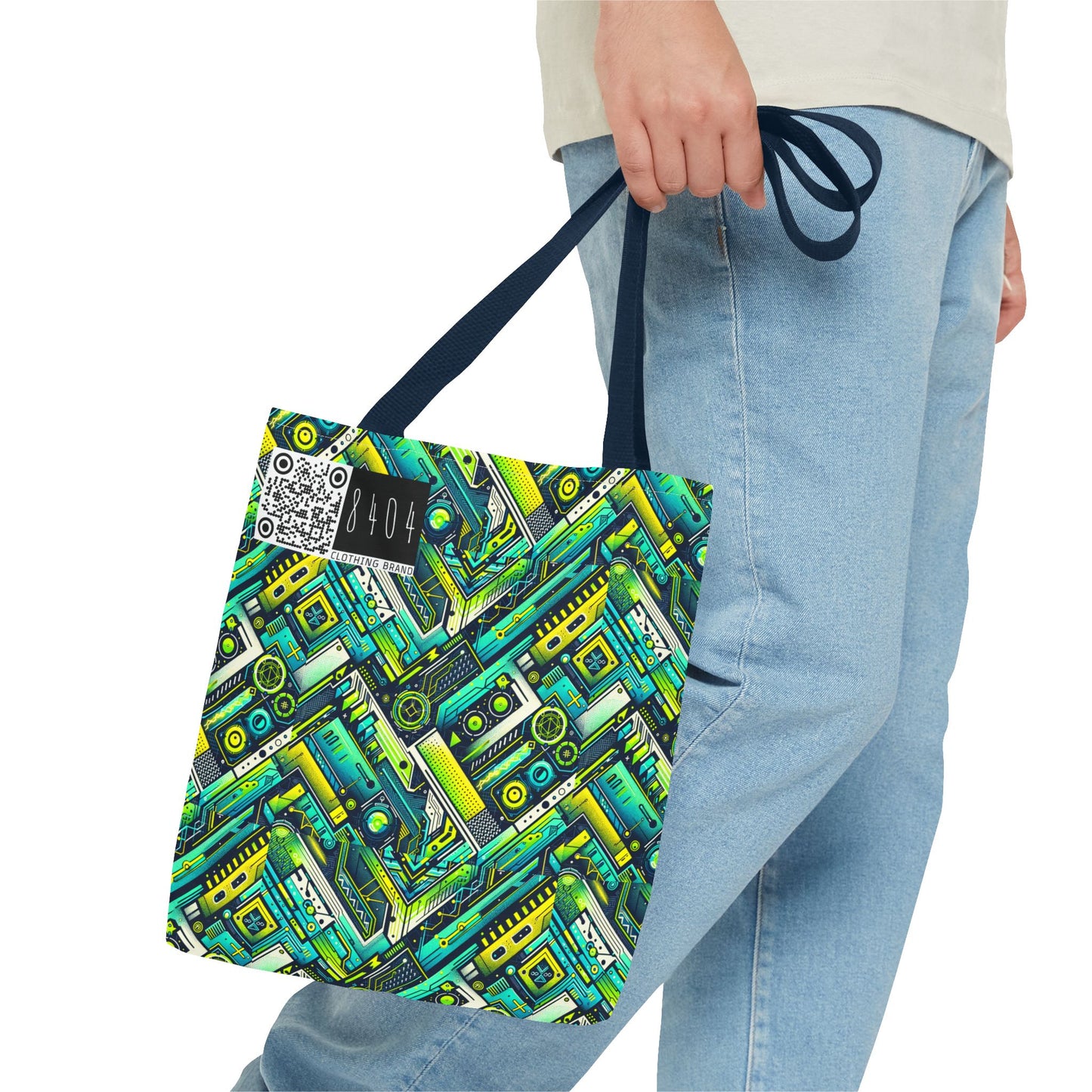 Tech-Infused Neon Tech-Forward Streetwear Tote Bag - 8404 Design-52
