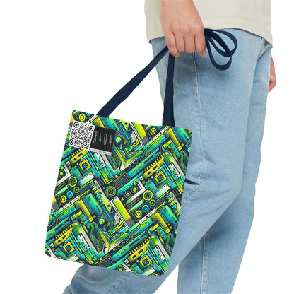 Tech-Infused Neon Tech-Forward Streetwear Tote Bag - 8404 Design-52