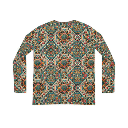 Cultural Fusion Tech Blend of Cultural Heritage With Tech-Inspired Elements Women's Long Sleeve V-Neck Shirt - 8404 Design-74