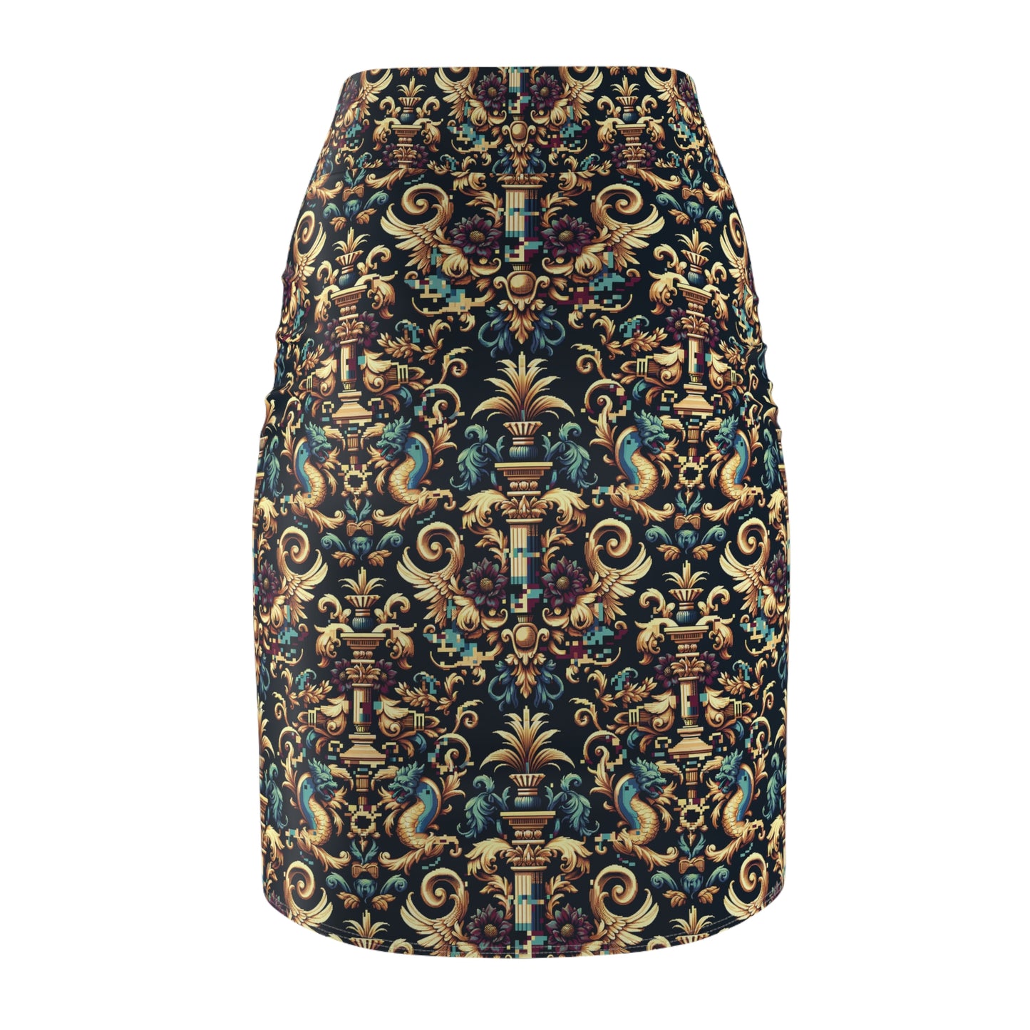 Digital Renaissance Modern Baroque Fusion Women's Pencil Skirt - 8404 Design-57