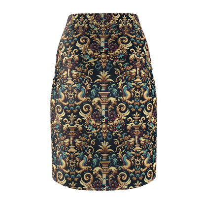 Digital Renaissance Modern Baroque Fusion Women's Pencil Skirt - 8404 Design-57