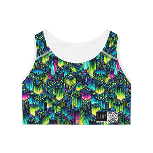 Tech-Infused Neon Tech-Forward Streetwear Sports Bra - 8404 Design-65