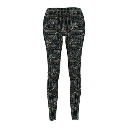Tech Noir Futuristic Tech Aesthetic with a Dark Twist Women's Cut & Sew Casual Leggings - 8404 Design-59