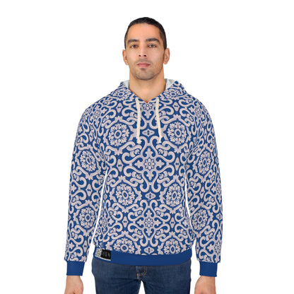 8404 Unisex Adult's "elegant Mosaic" Fashion Pullover Hoodie in Royal Blue