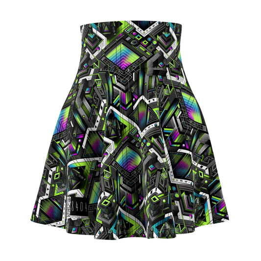 Retro Futurism Graphics Tech-Forward Streetwear Women's Skater Skirt - 8404 Design-52