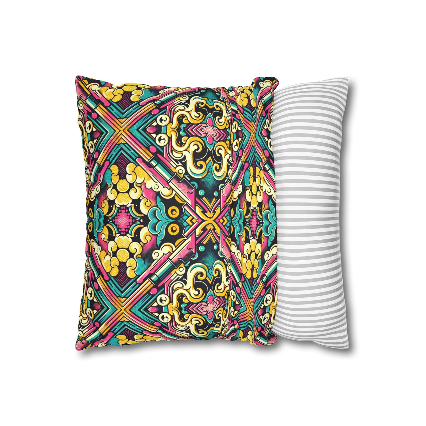 Neon Pop Art Revival Pop Culture Retro Faux Suede Square Pillowcase - 8404 Design-59