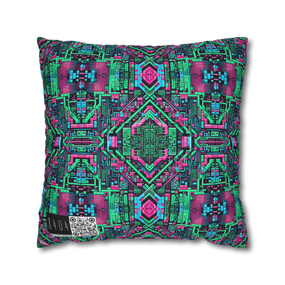 Digital Glitch Vibes Tech-Inspired Streetwear Spun Polyester Square Pillowcase - 8404 Design-71