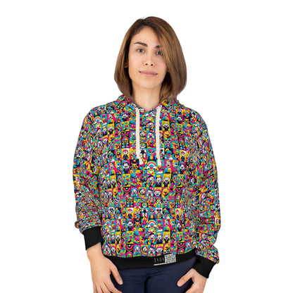 Neon Pop Playful Pop Culture Mashup Pullover Hoodie - 8404 Design-60