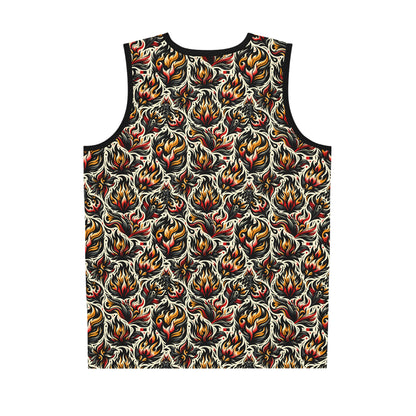 Fire & Flames Bold Streetwear Statement Basketball Jersey - 8404 Design-57