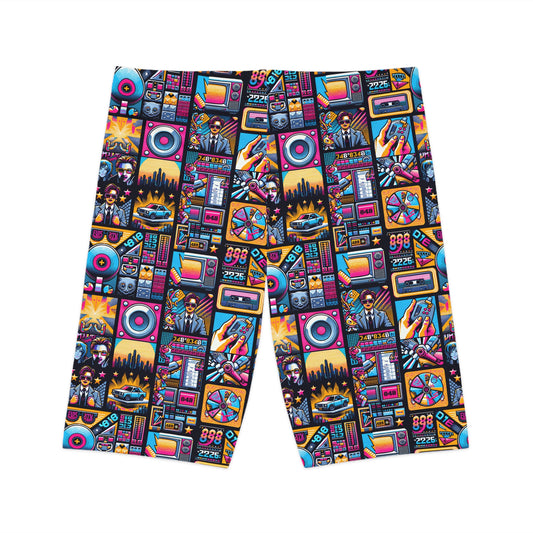 Digital Pop Culture Mashup Maximalist Pop Women's Bike Shorts - 8404 Design-52