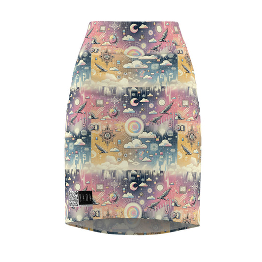 Digital Dreamland Whimsical and Nostalgic Streetwear With a Digital Twist Women's Pencil Skirt - 8404 Design-69