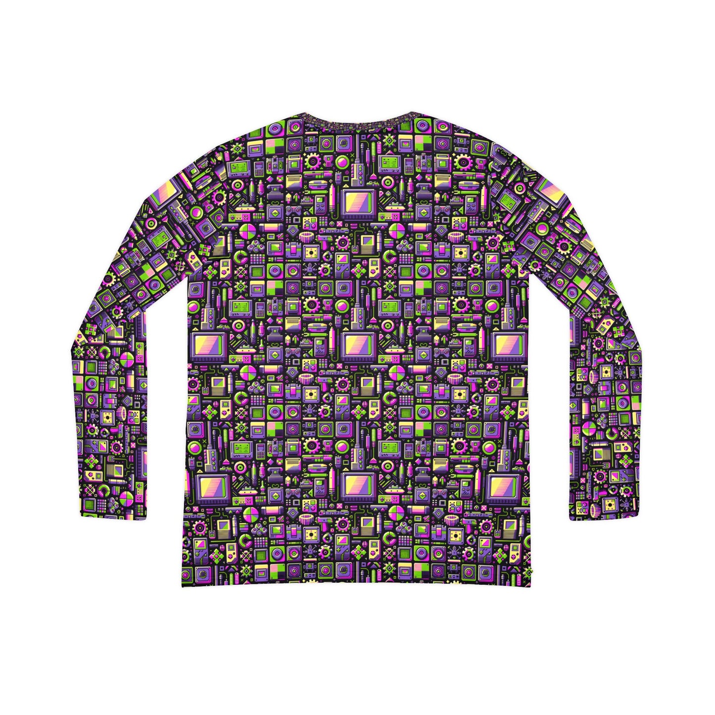 Digital Nostalgia Remix Modern Vintage Fusion Women's Long Sleeve V-Neck Shirt - 8404 Design-67