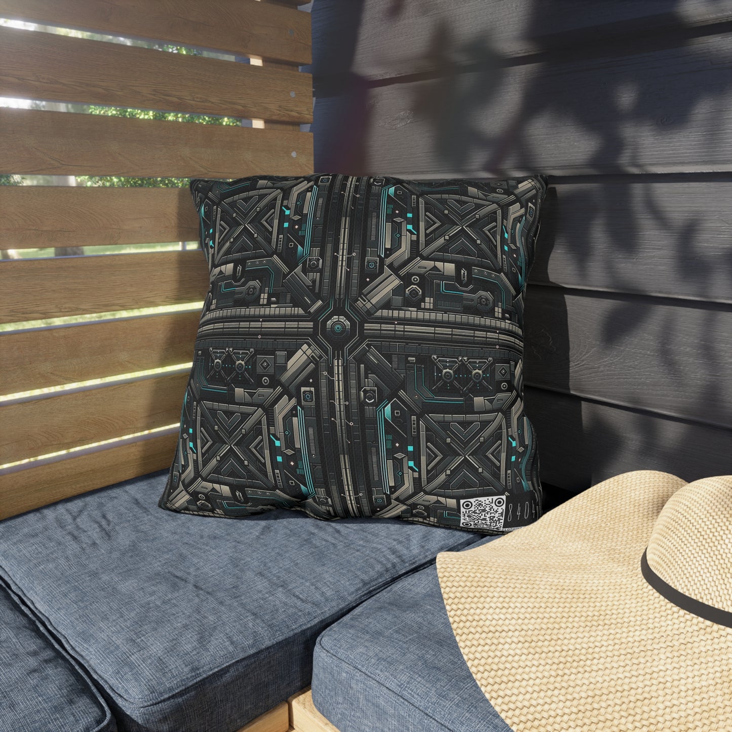 Tech Noir Futuristic Tech Aesthetic with a Dark Twist Outdoor Pillow - 8404 Design-59