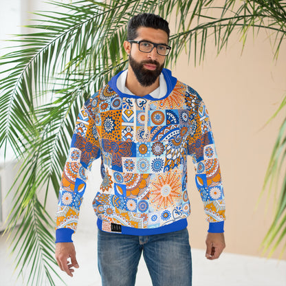 8404 Unisex Adult's "mosaic Collage" Fashion Pullover Hoodie in Blue