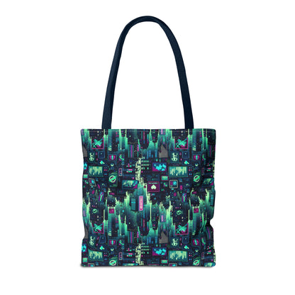 Tech Noir Graphics Futuristic Cyberpunk Tote Bag - 8404 Design-52
