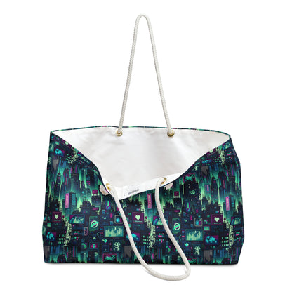 Tech Noir Graphics Futuristic Cyberpunk Weekender Bag - 8404 Design-52