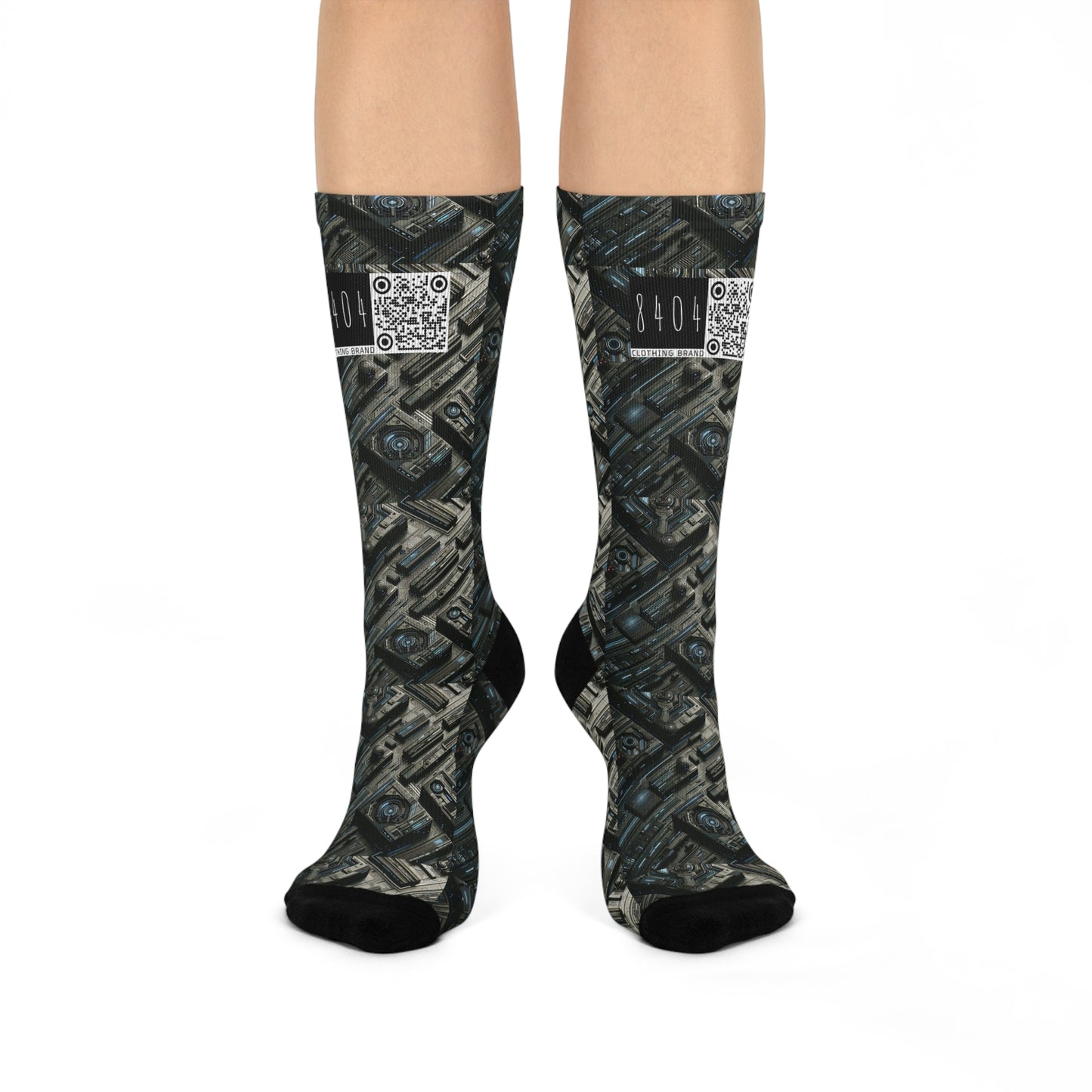 Tech Noir Futuristic Tech Aesthetic with a Dark Twist Cushioned Crew Socks - 8404 Design-53