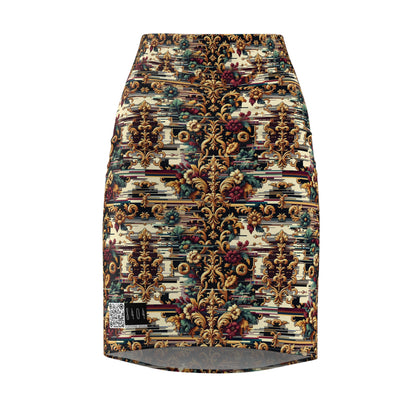 Digital Renaissance Modern Baroque Fusion Women's Pencil Skirt - 8404 Design-63