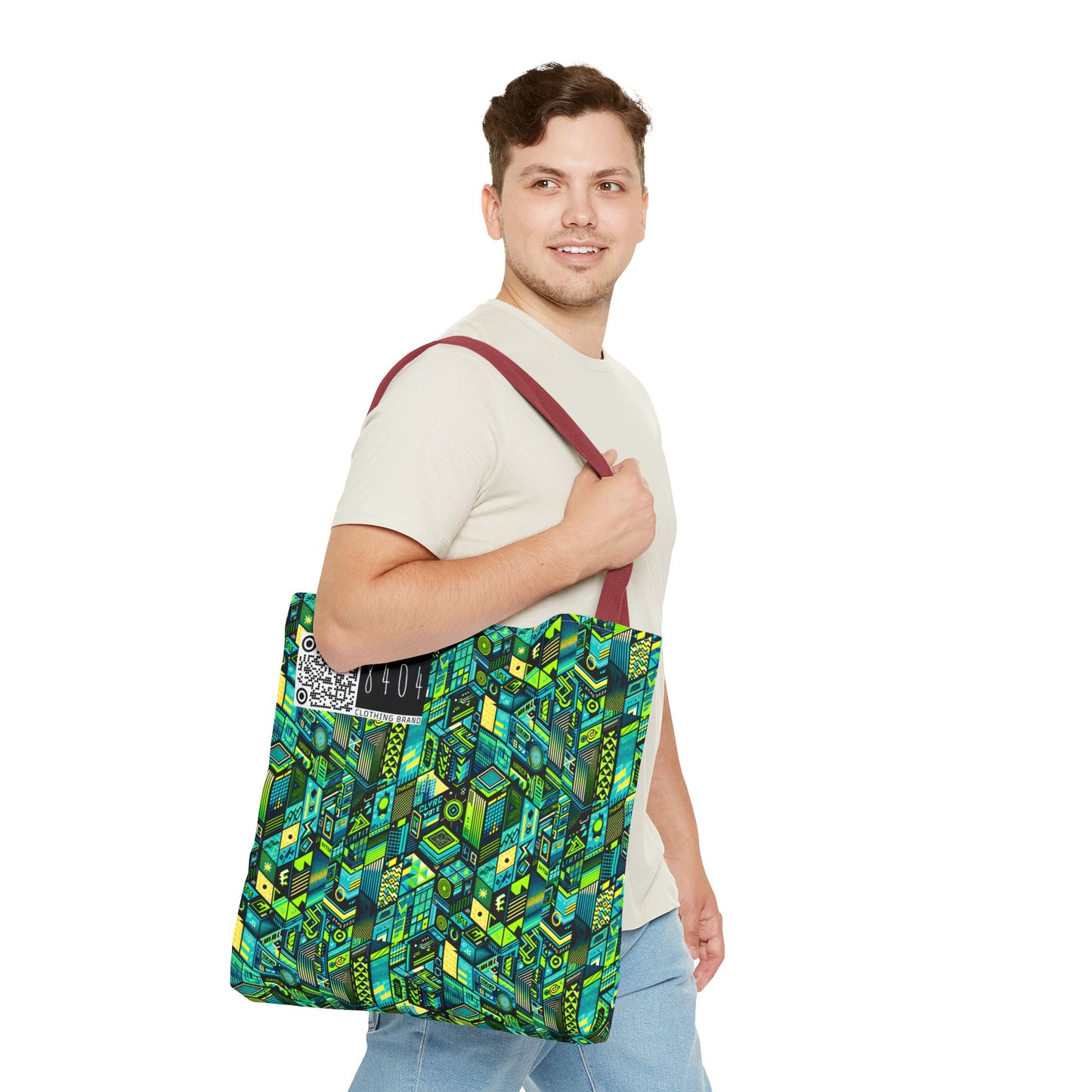 Tech-Infused Neon Tech-Forward Streetwear Tote Bag - 8404 Design-61