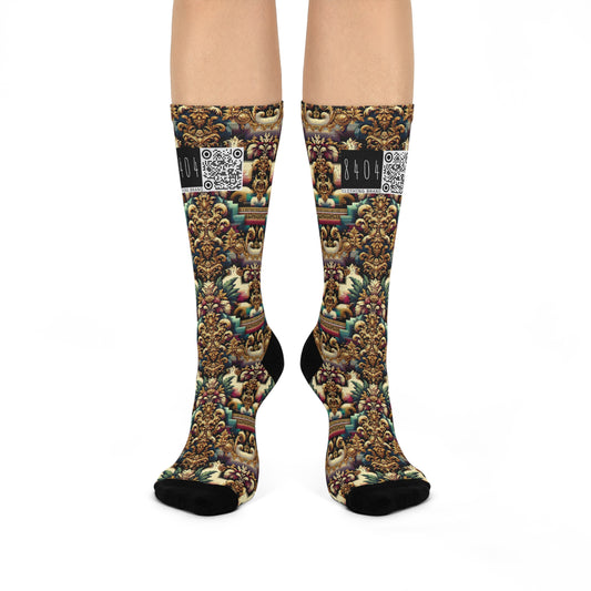 Digital Renaissance Modern Baroque Fusion Cushioned Crew Socks - 8404 Design-60